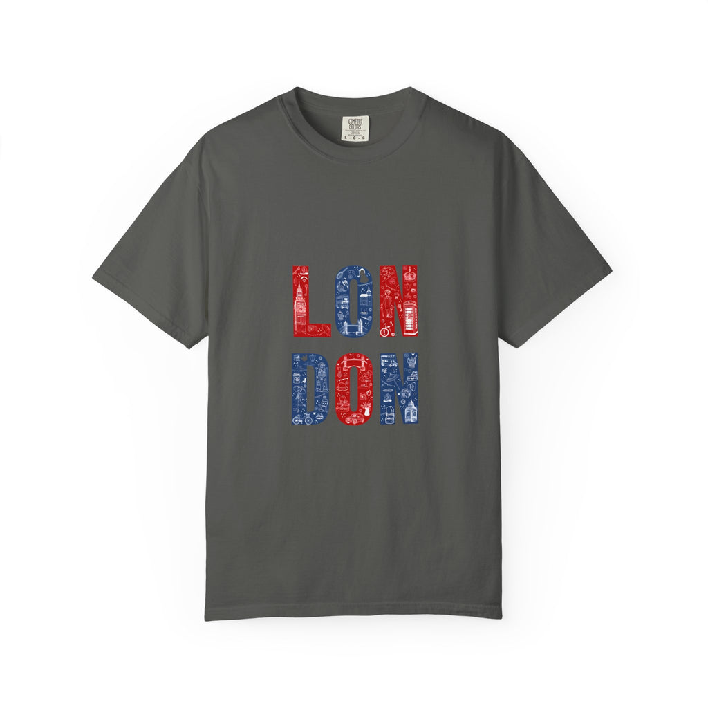 London Icons Pattern Typography Graphic Tee | British Pop Culture Illustration