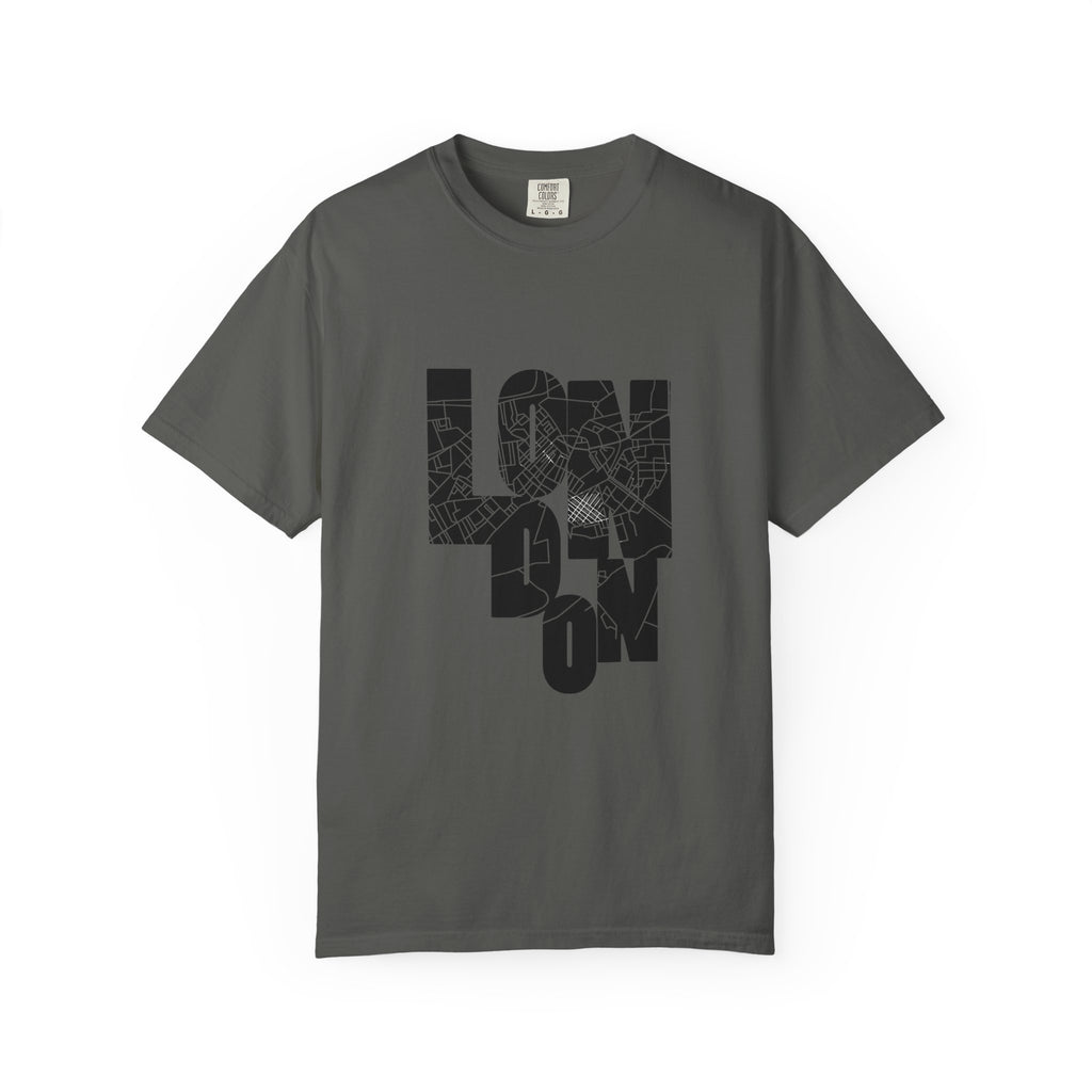 London Street Map Typography Graphic Tee | Bold City Map Lettering