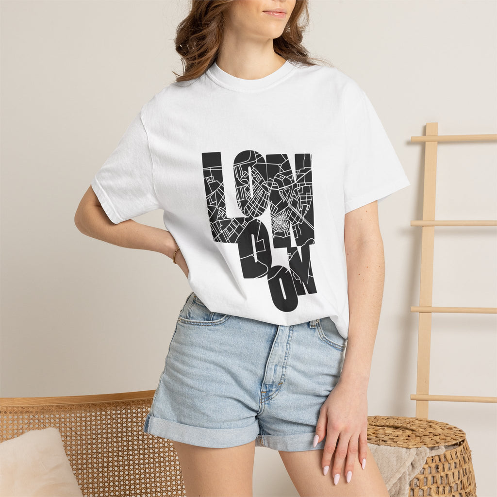 London Street Map Typography Graphic Tee | Bold City Map Lettering