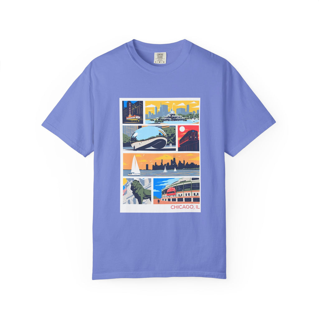 Chicago Landmarks Retro Comic Panel Graphic Tee