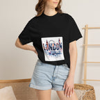 London Skyline Watercolor Typography Graphic Tee | Big Ben & London Eye