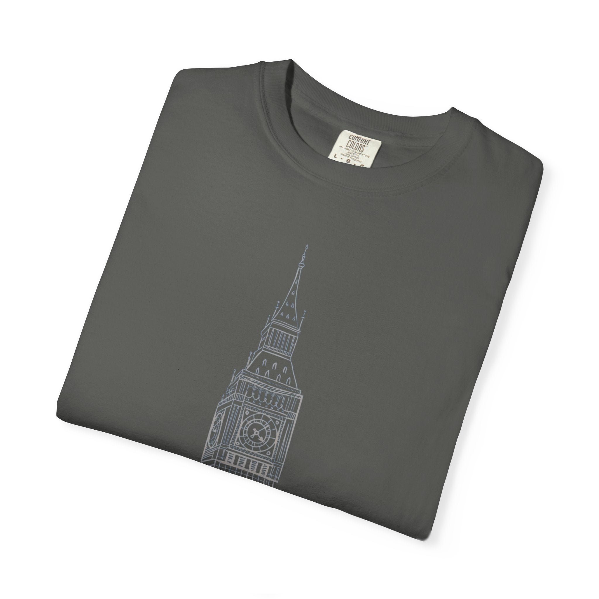 Big Ben Line Art Illustration Graphic Tee | London Clock Tower Sketch