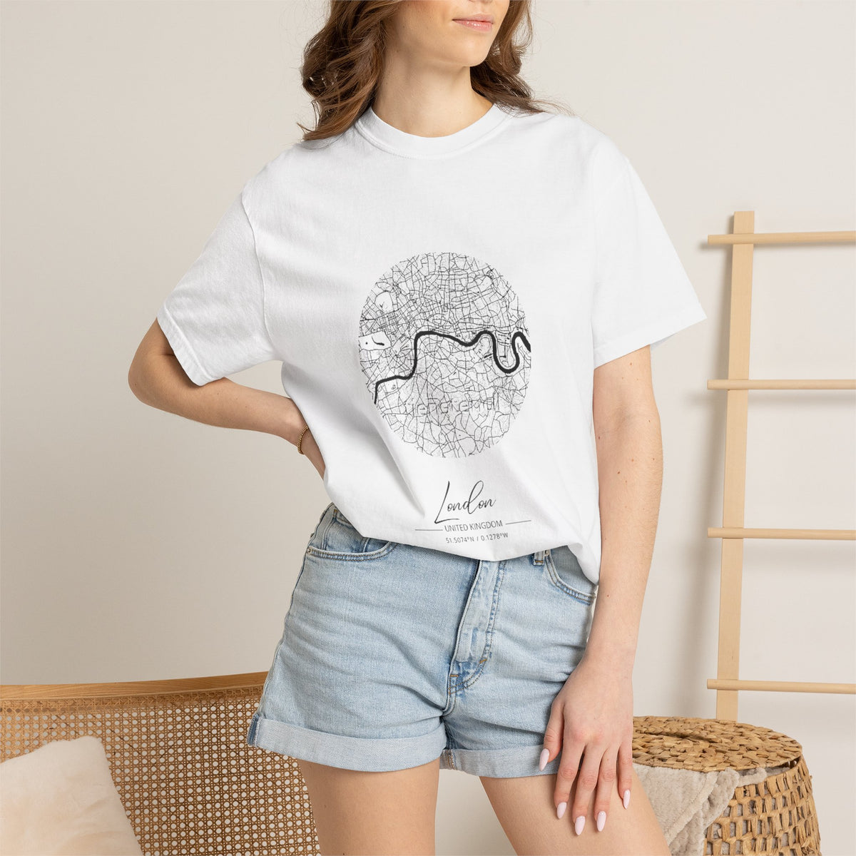 London Circular City Map Graphic Tee | Minimalist Thames River Map Design