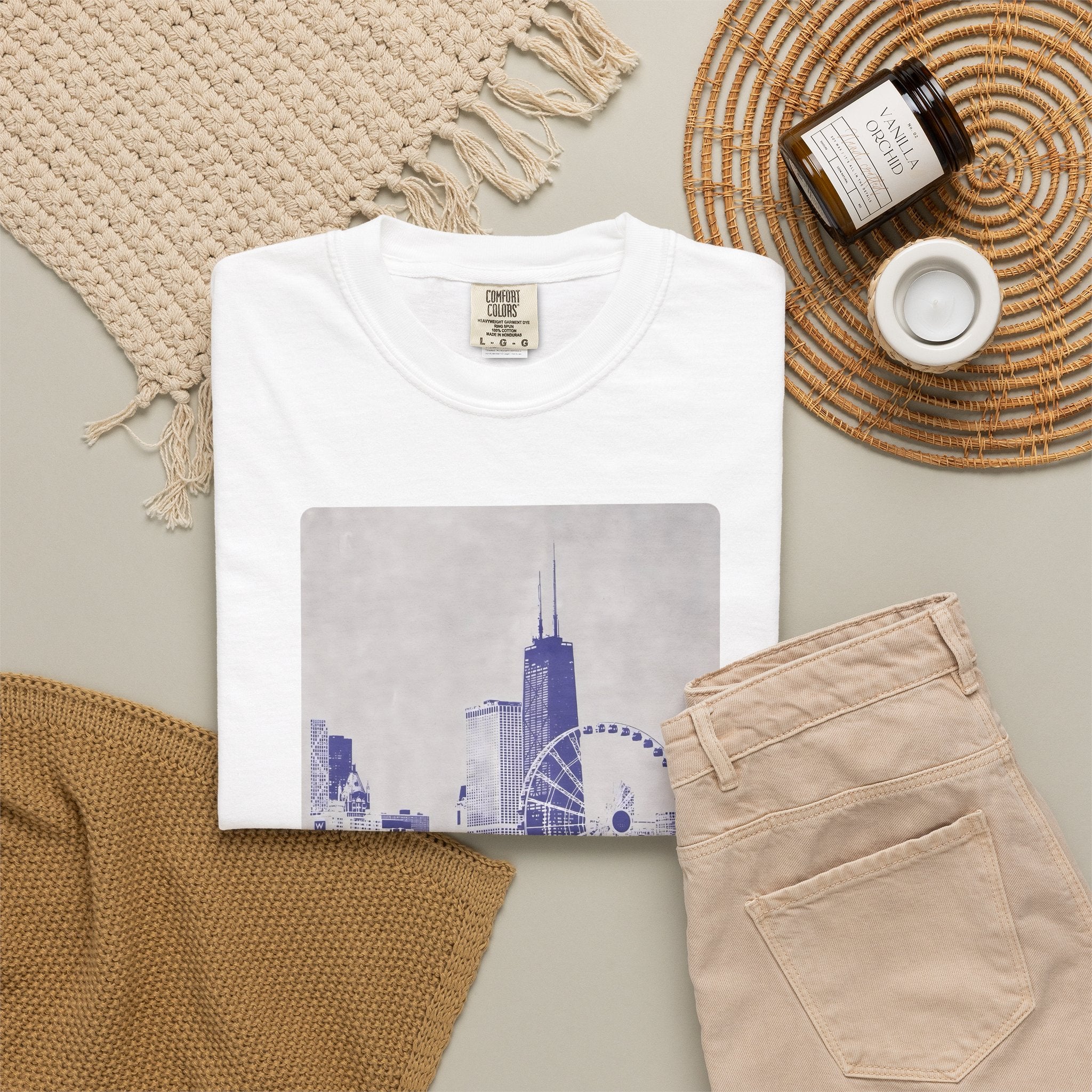 Chicago Patterned Typography Football Colors Graphic Tee