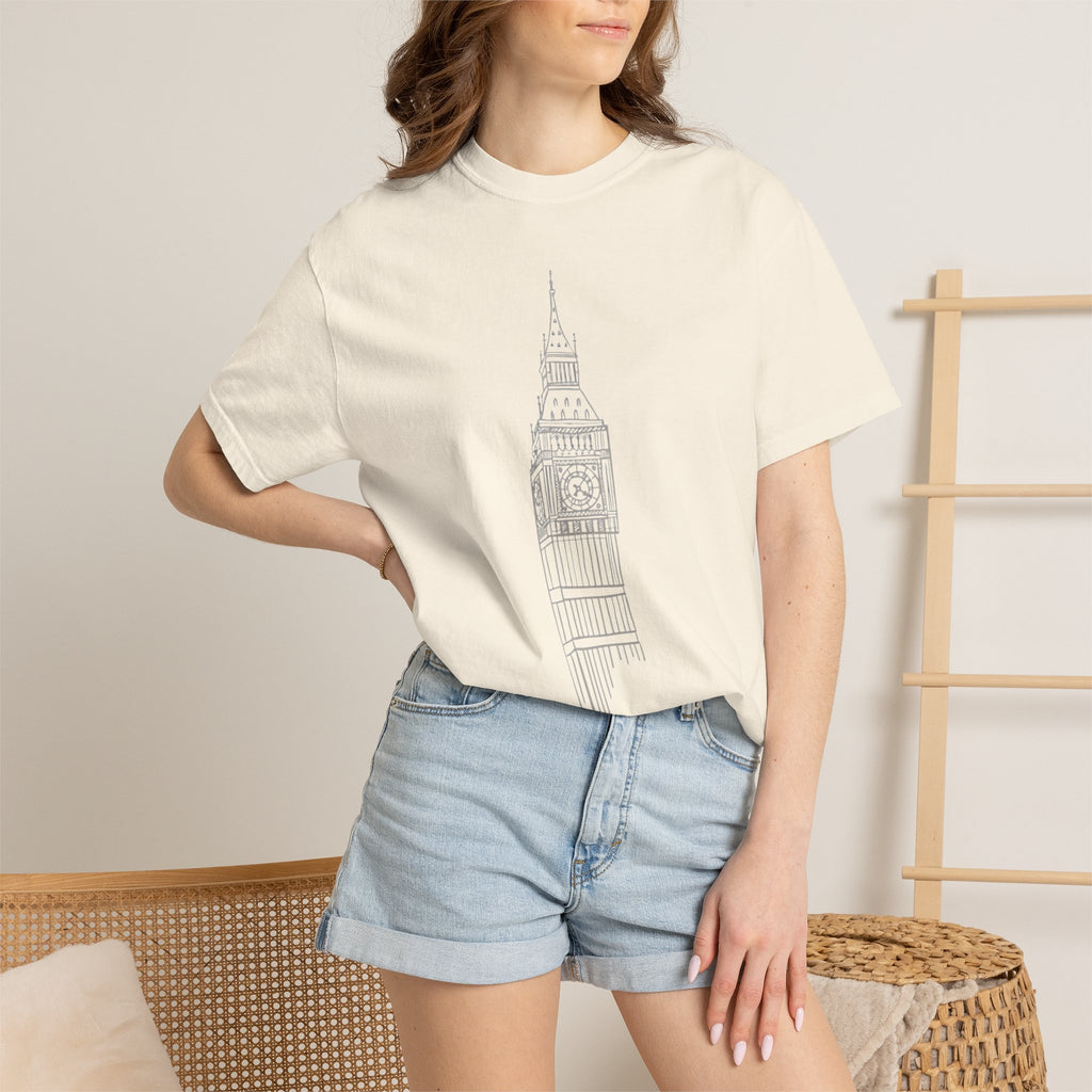 Big Ben Line Art Illustration Graphic Tee | London Clock Tower Sketch