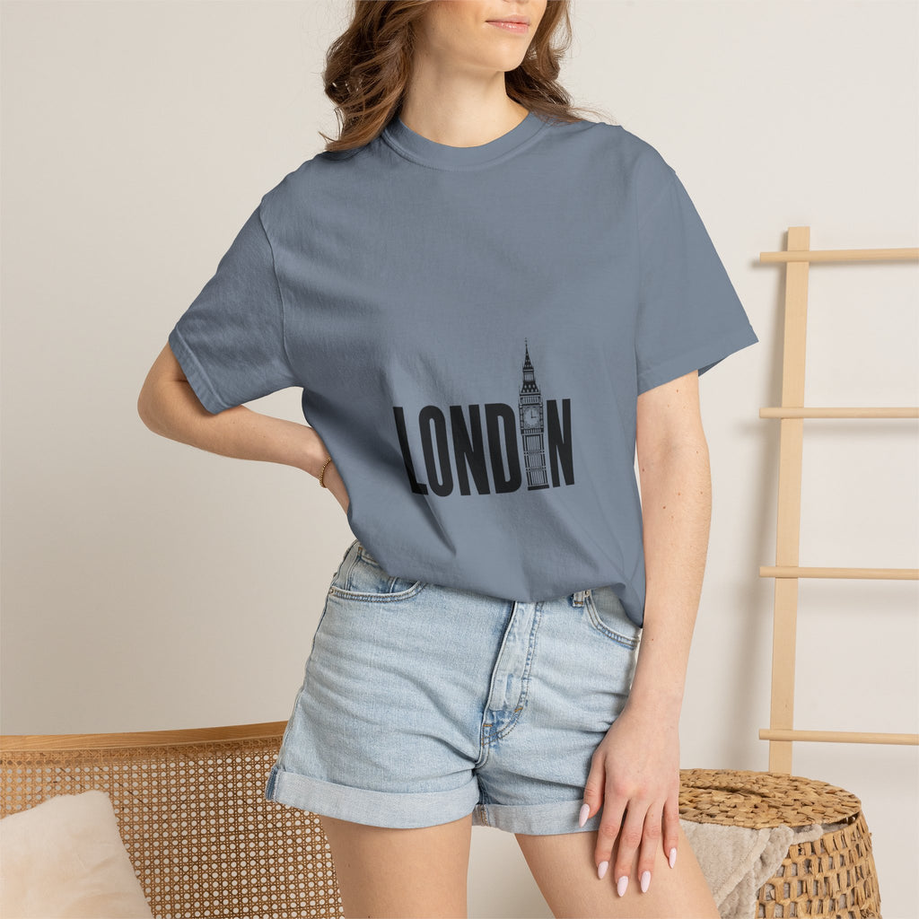 London Minimalist Big Ben Typography Graphic Tee | Black & White City Design