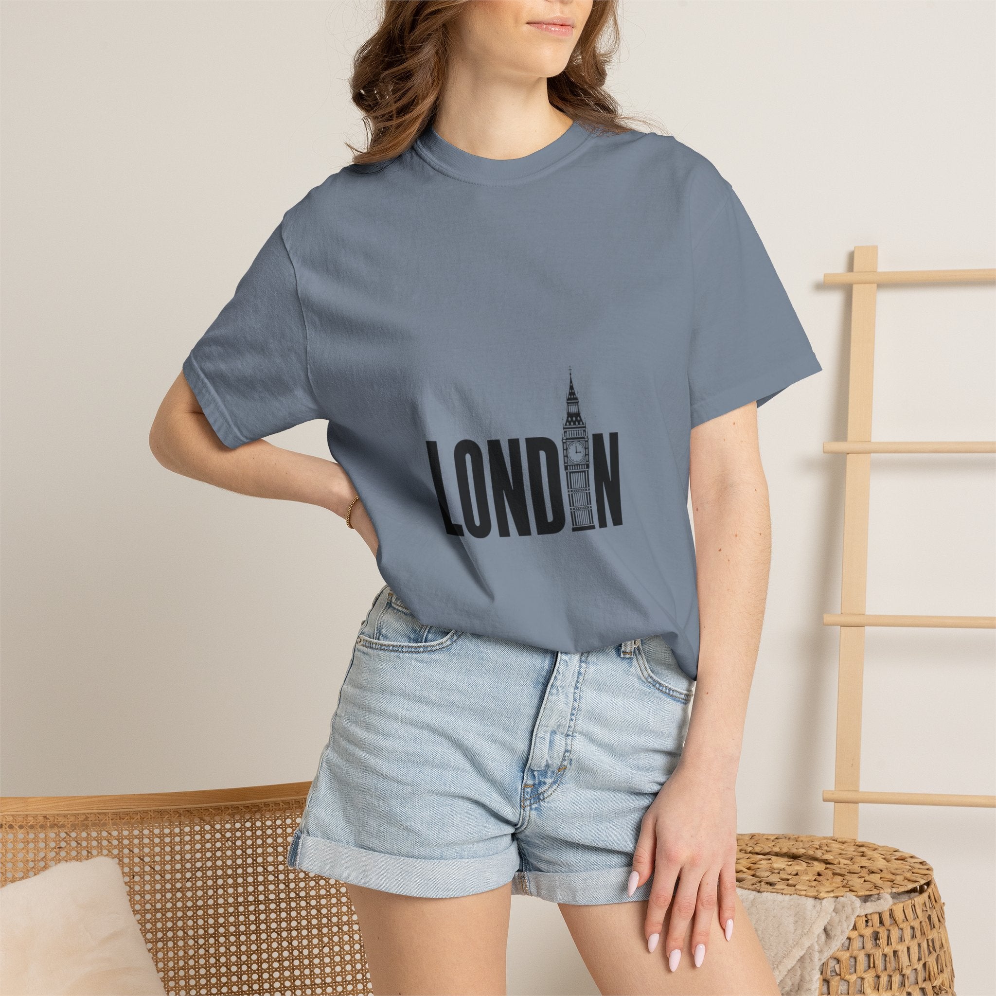 London Minimalist Big Ben Typography Graphic Tee | Black & White City Design
