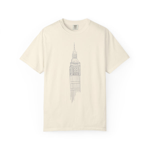 Big Ben Line Art Illustration Graphic Tee | London Clock Tower Sketch