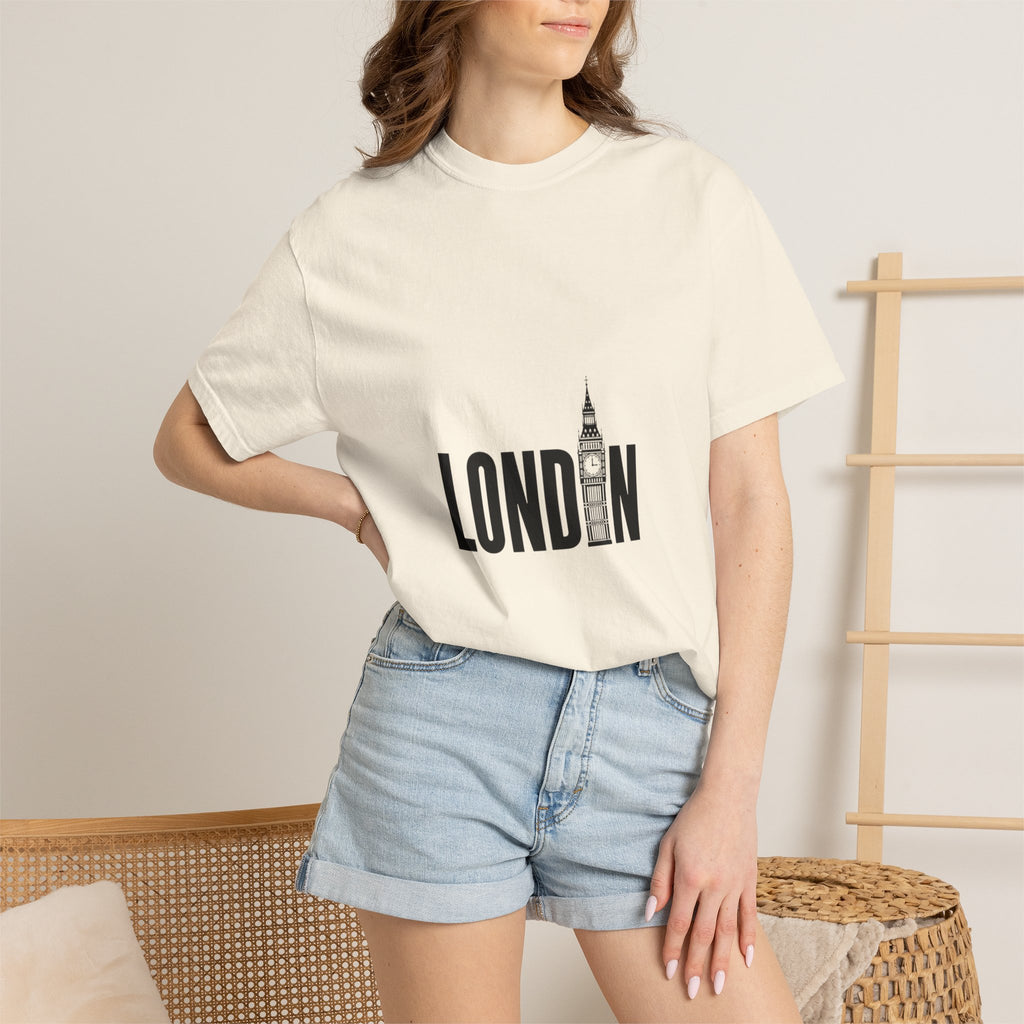 London Minimalist Big Ben Typography Graphic Tee | Black & White City Design