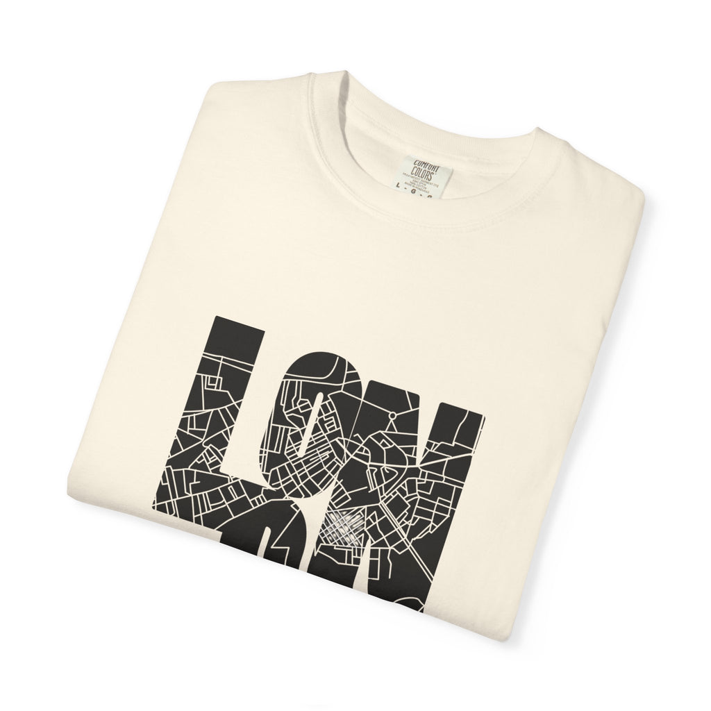 London Street Map Typography Graphic Tee | Bold City Map Lettering