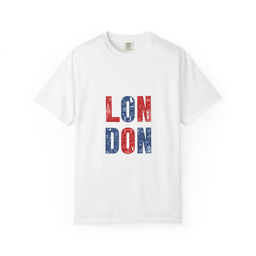 London Icons Pattern Typography Graphic Tee | British Pop Culture Illustration