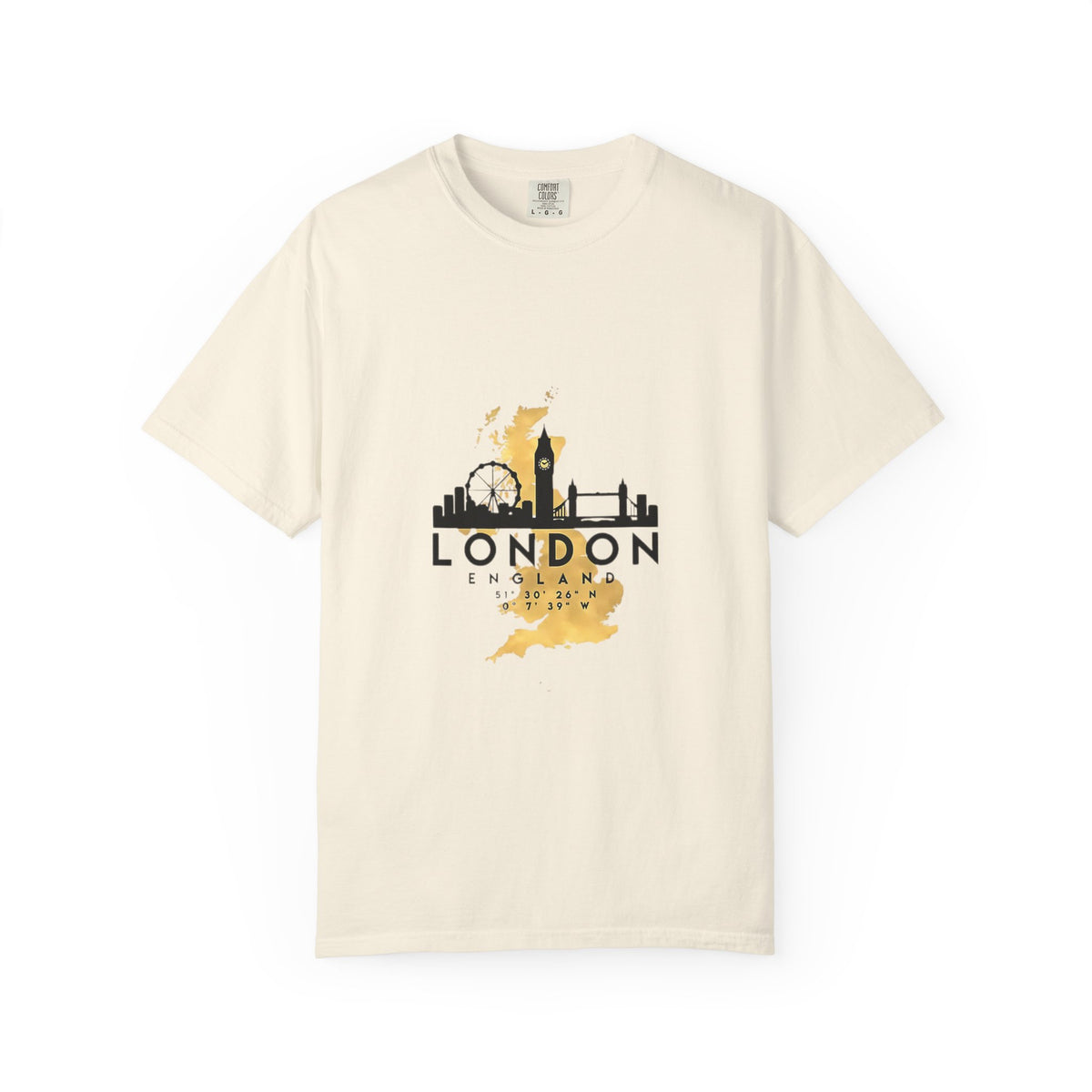 London England Skyline Map Silhouette Graphic Tee | Gold City Coordinates Design