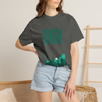 London Retro Skyline Poster Graphic Tee | Big Ben Tower Bridge Teal Design