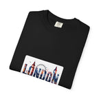 London Skyline Watercolor Typography Graphic Tee | Big Ben & London Eye