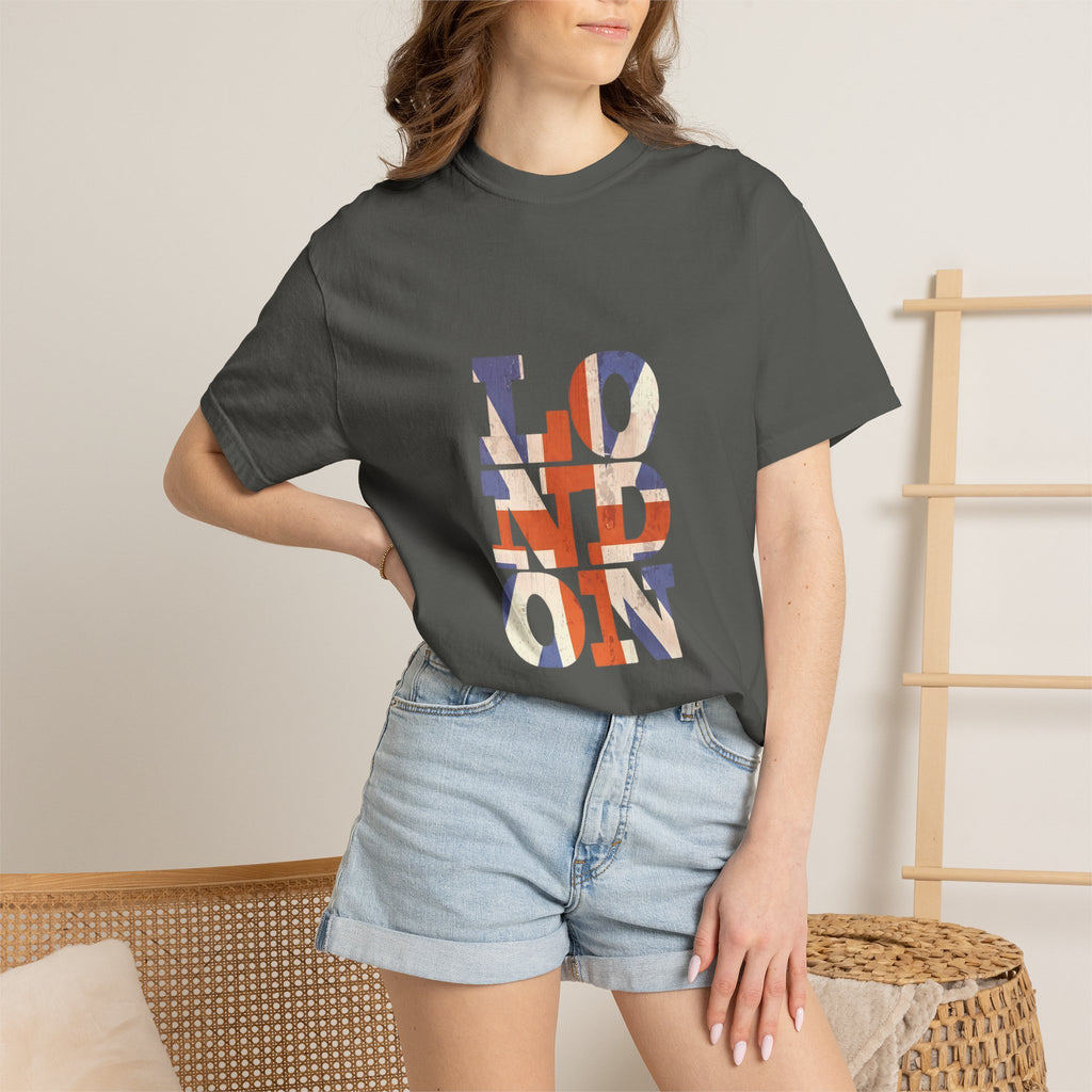 London Union Jack Typography Graphic Tee | British Flag Vintage Design