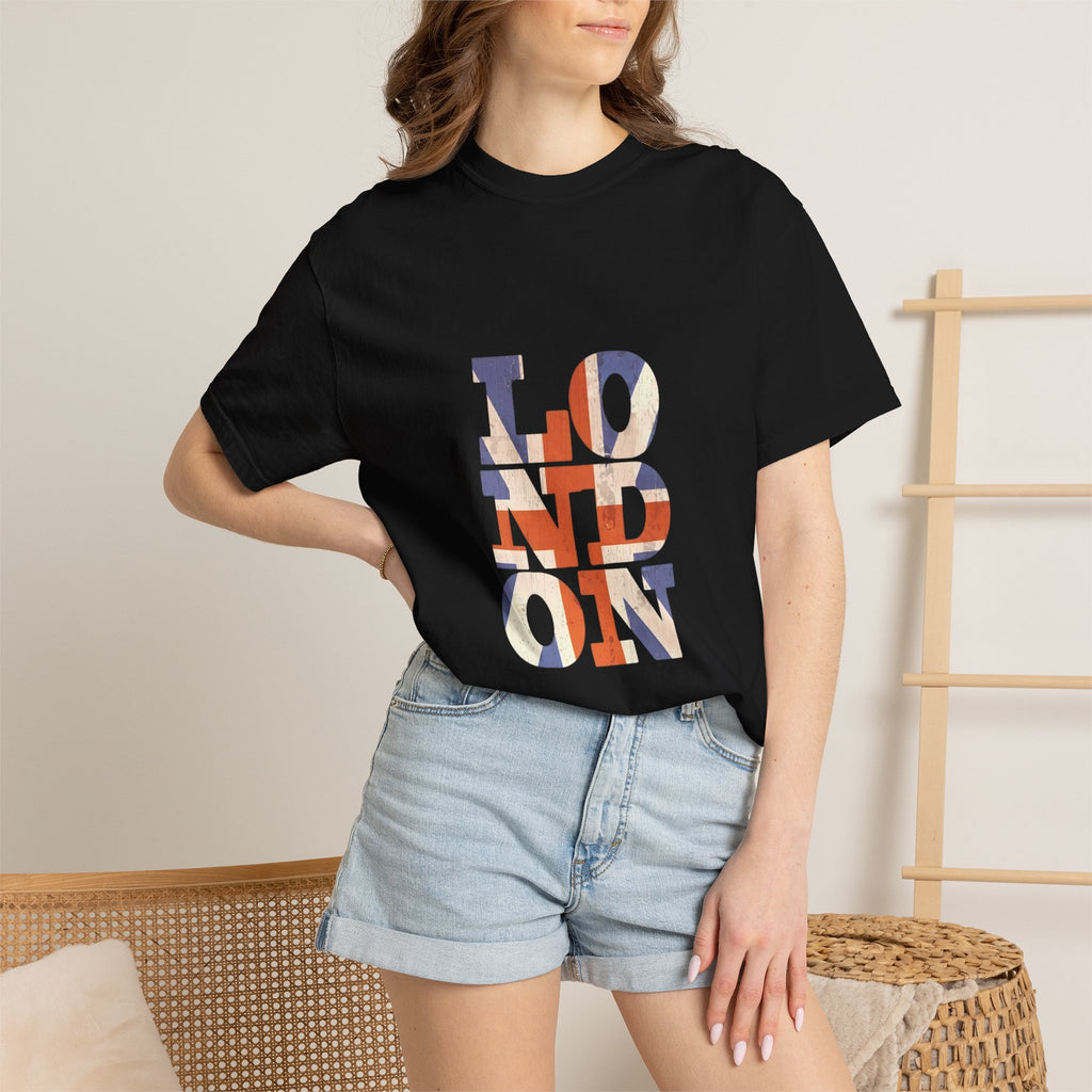 London Union Jack Typography Graphic Tee | British Flag Vintage Design