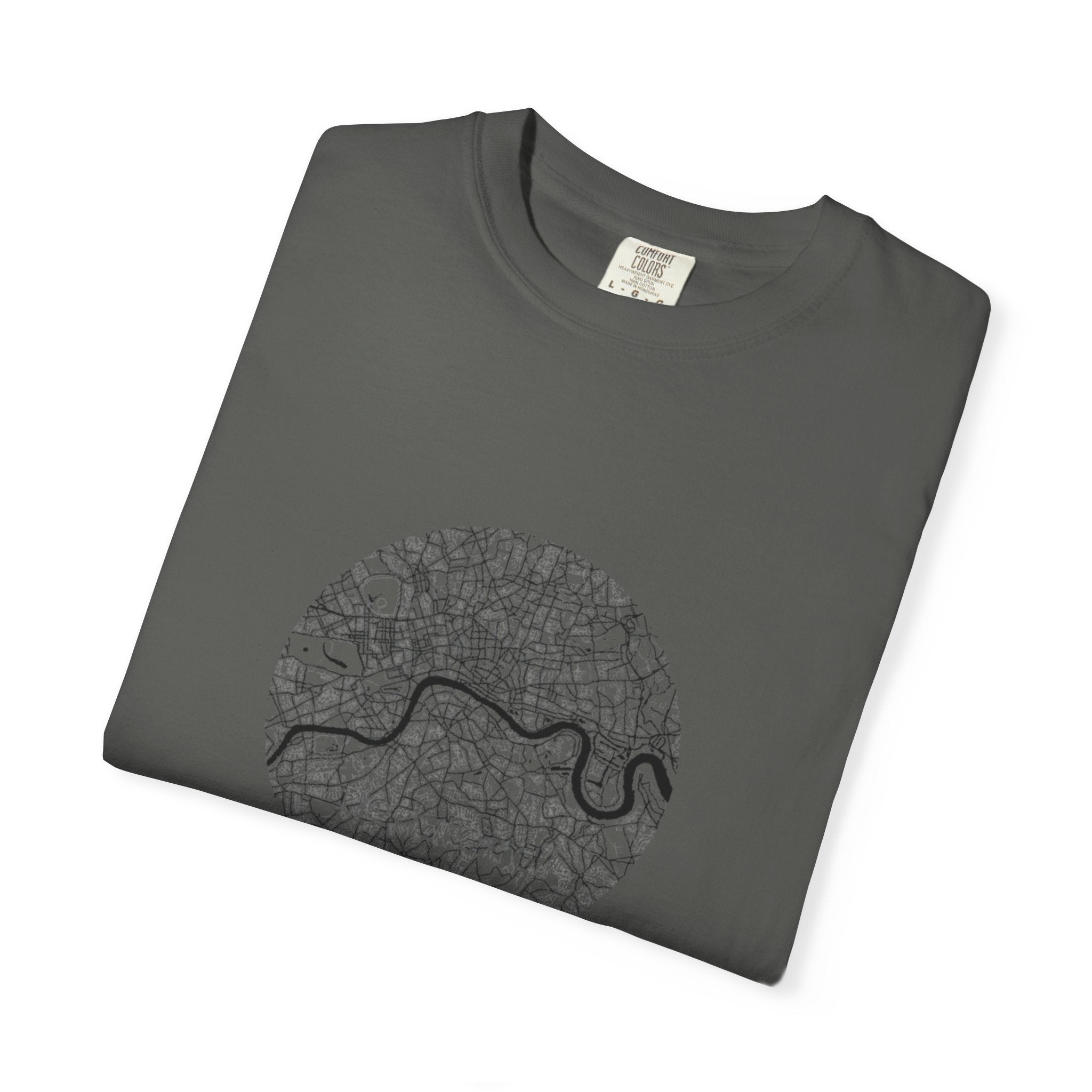 London Circular City Map Graphic Tee | Minimalist Thames River Map Design