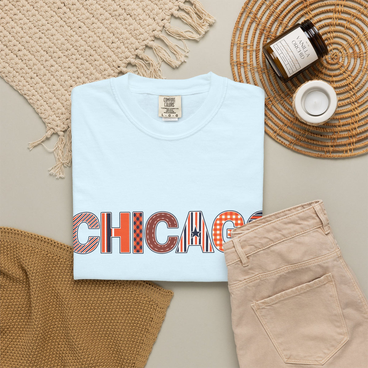 Chicago Skyline Watercolor Autumn Graphic Tee