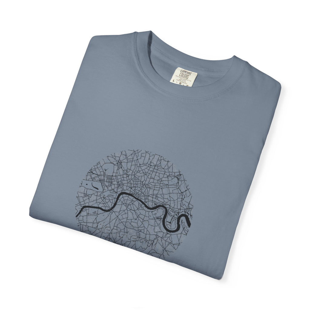 London Circular City Map Graphic Tee | Minimalist Thames River Map Design