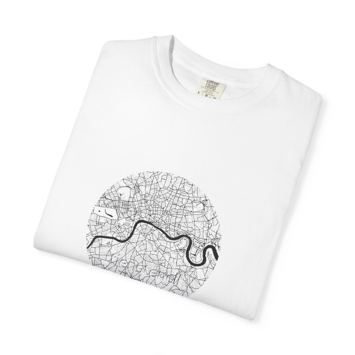 London Circular City Map Graphic Tee | Minimalist Thames River Map Design