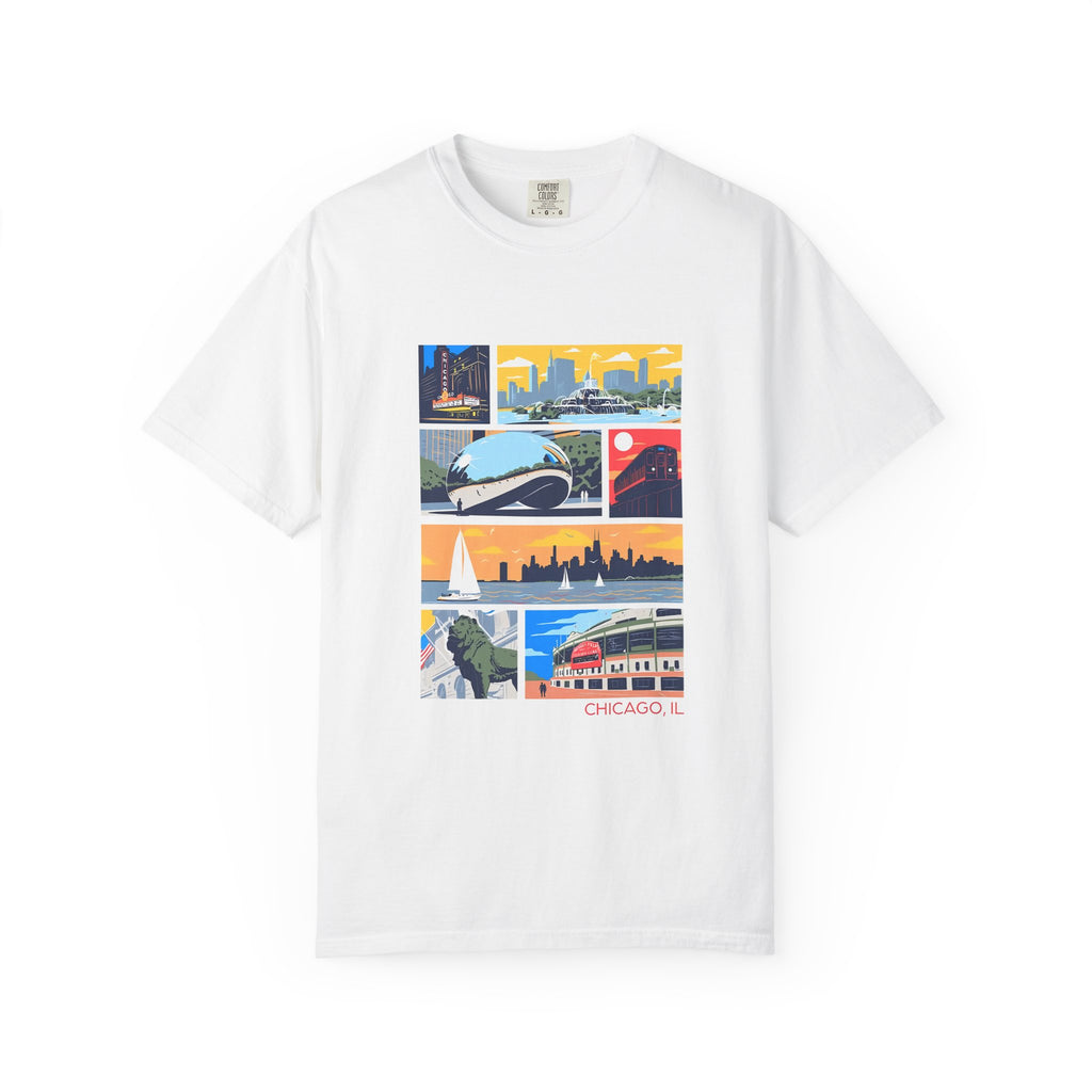 Chicago Landmarks Retro Comic Panel Graphic Tee