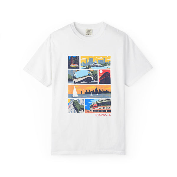 Chicago Landmarks Retro Comic Panel Graphic Tee