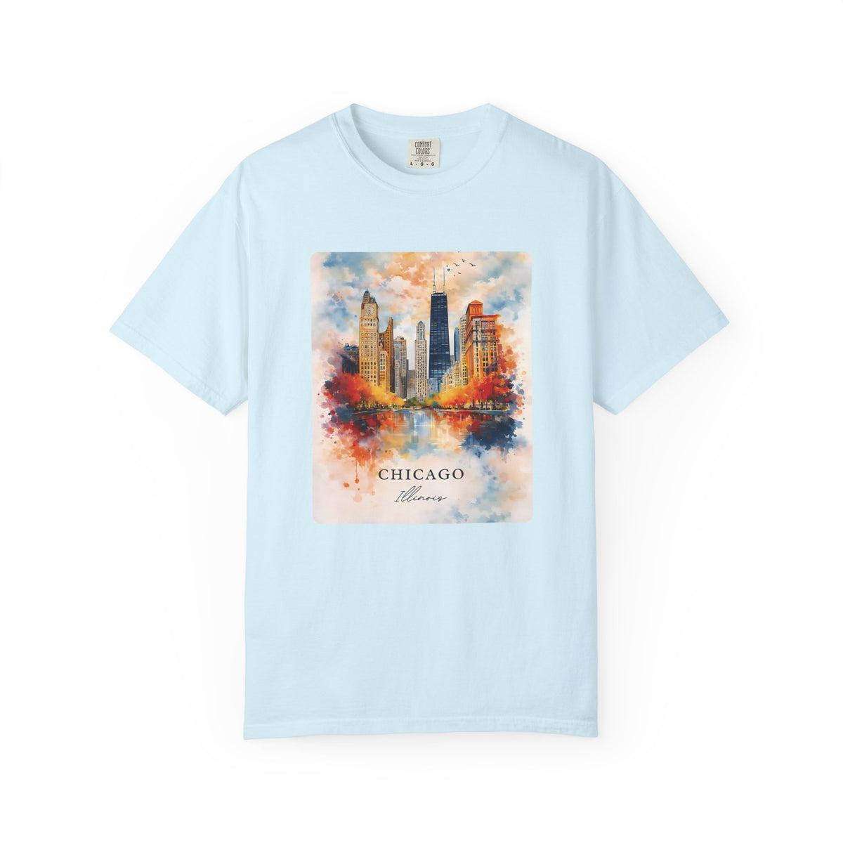 Chicago Skyline Blue Duotone Photo Graphic Tee