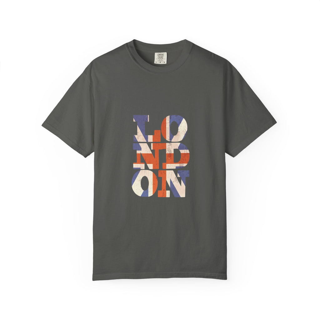 London Union Jack Typography Graphic Tee | British Flag Vintage Design