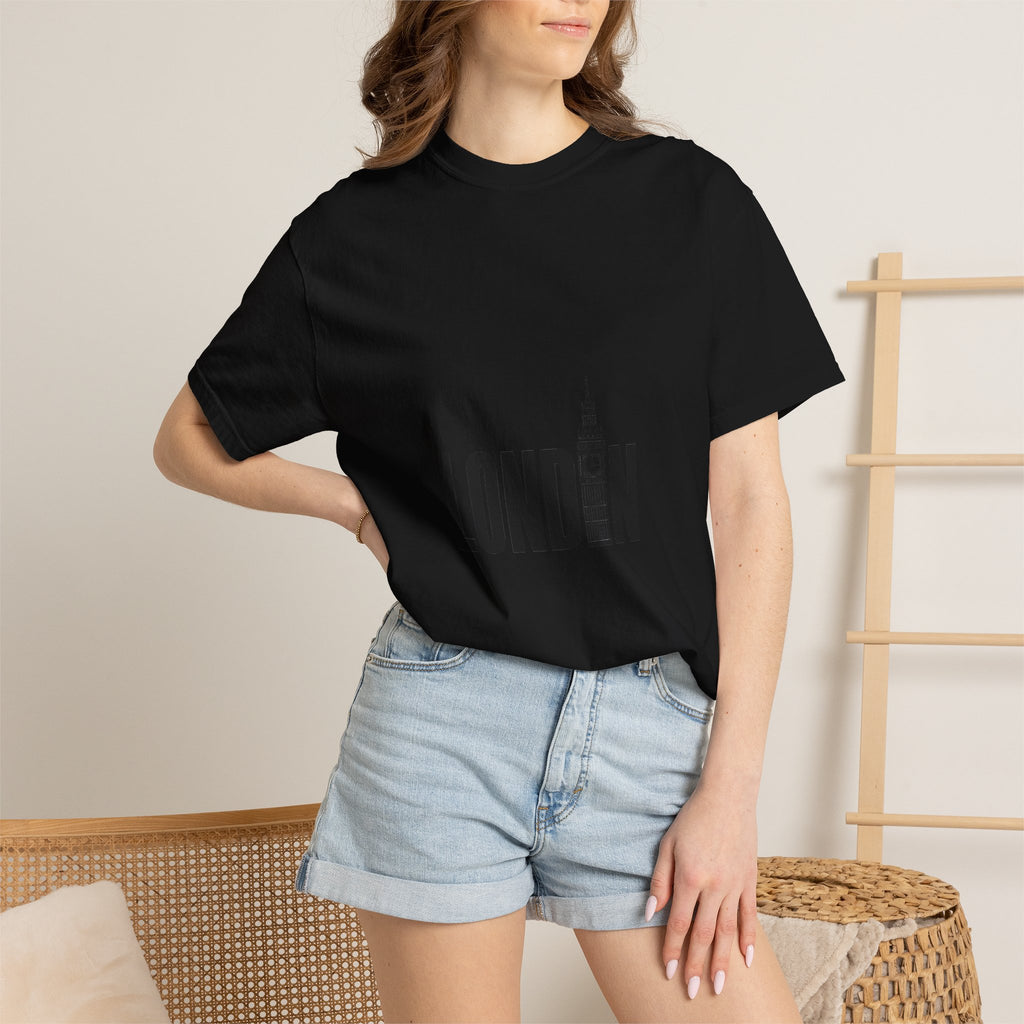 London Minimalist Big Ben Typography Graphic Tee | Black & White City Design