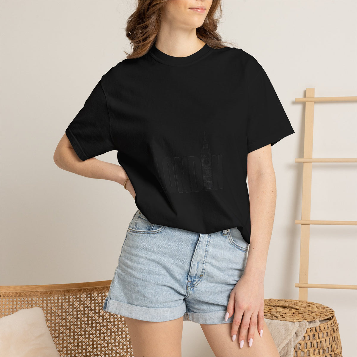 London Minimalist Big Ben Typography Graphic Tee | Black & White City Design