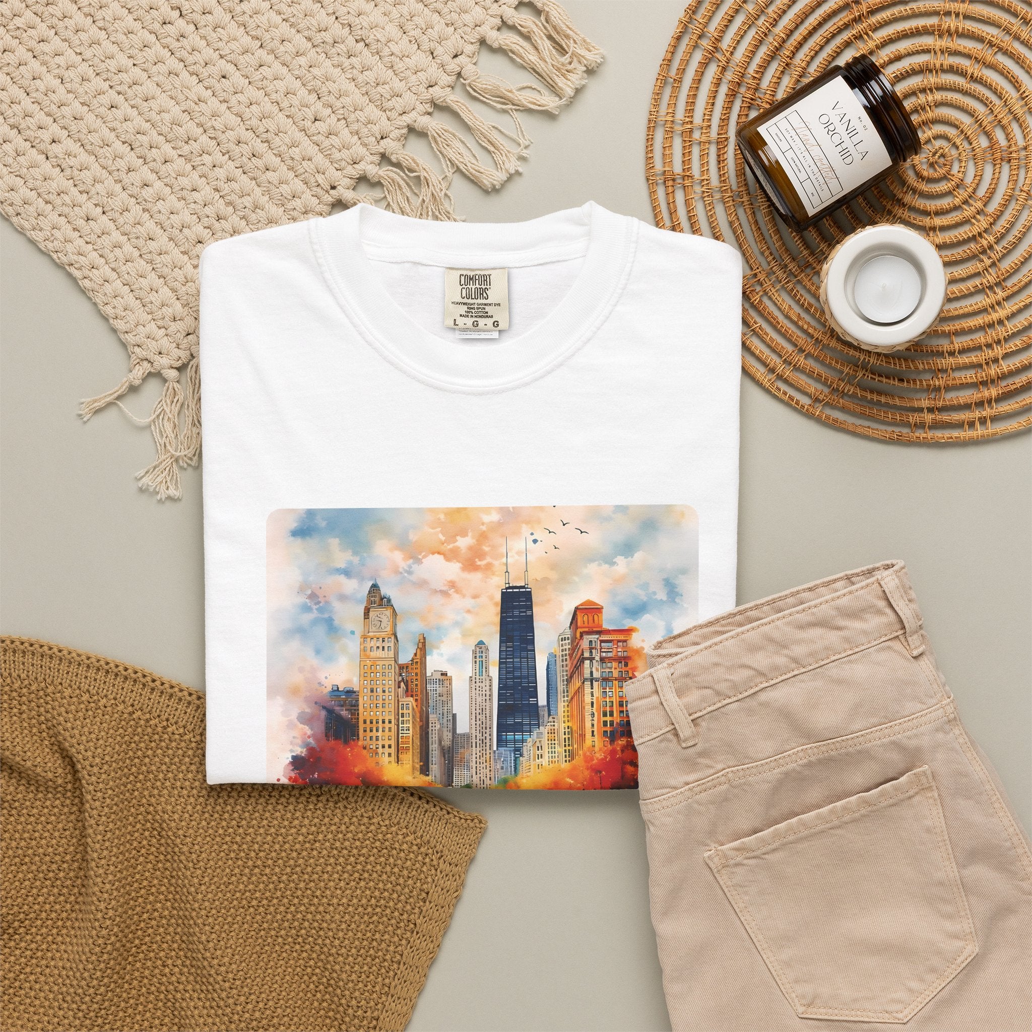 Chicago Skyline Blue Duotone Photo Graphic Tee