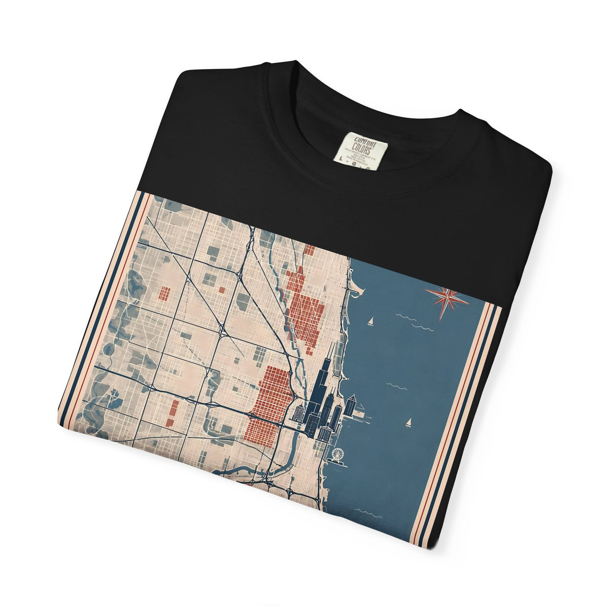 Chicago City Map Vintage Travel Poster Graphic Tee