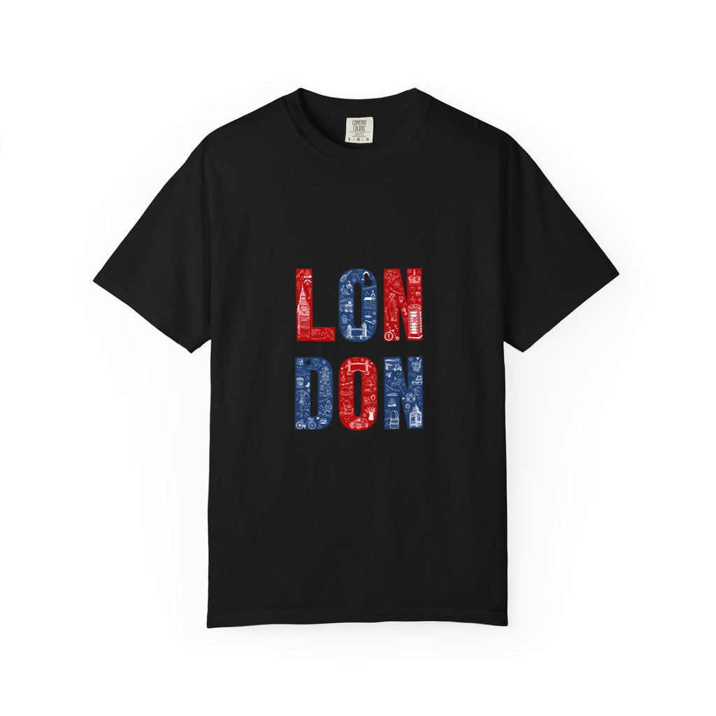 London Icons Pattern Typography Graphic Tee | British Pop Culture Illustration