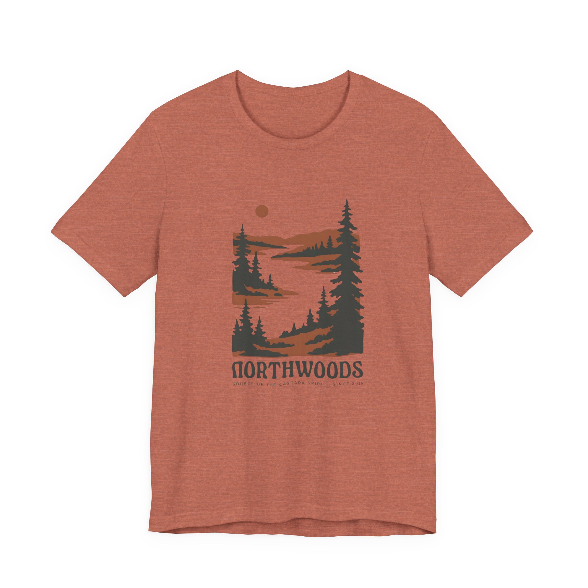 Northwoods Forest Sunset T-Shirt | Pine Tree Outdoor Graphic - Image 4