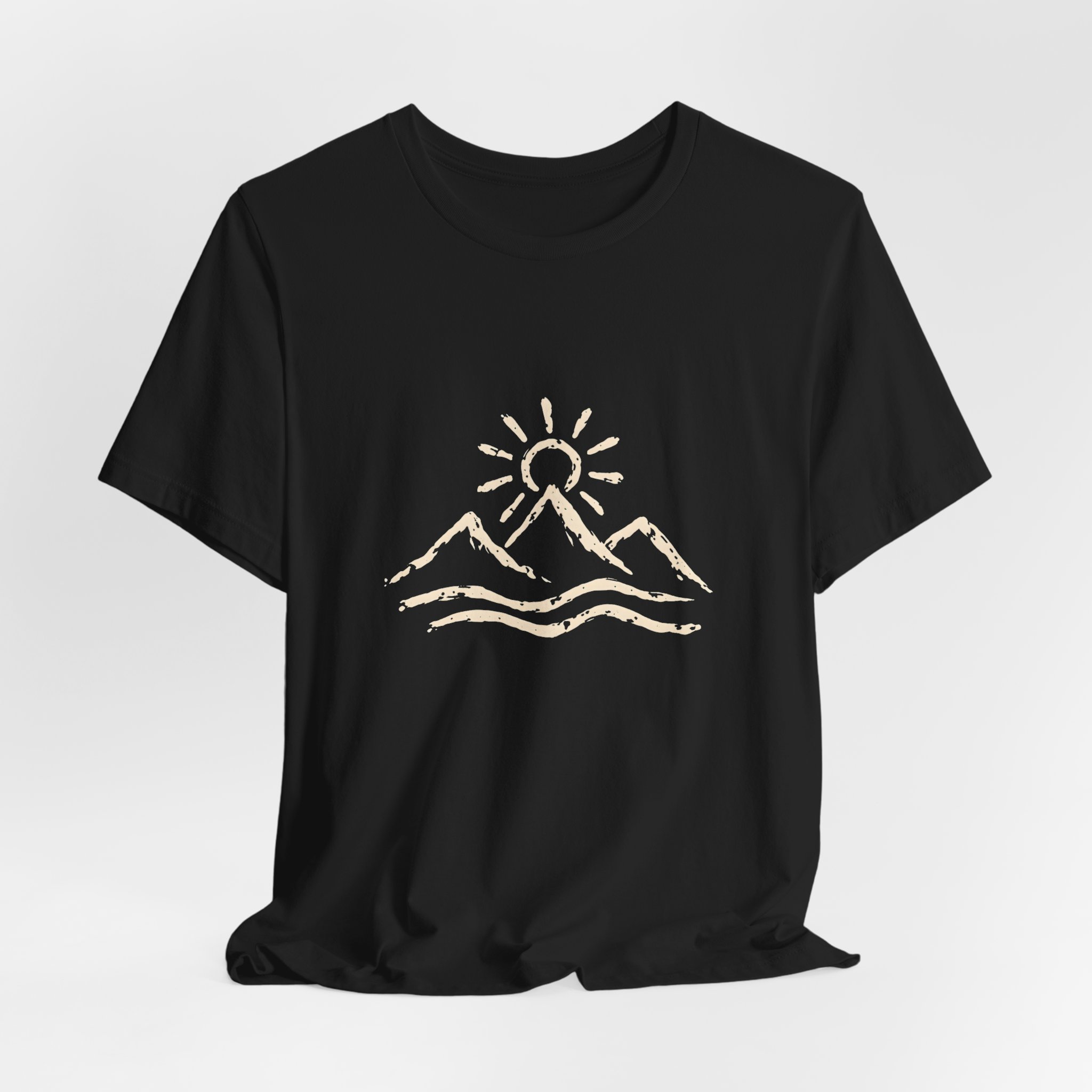Minimal Mountain and Sun Line Art T-Shirt | Bella+Canvas 3001 | MD6 - Image 4