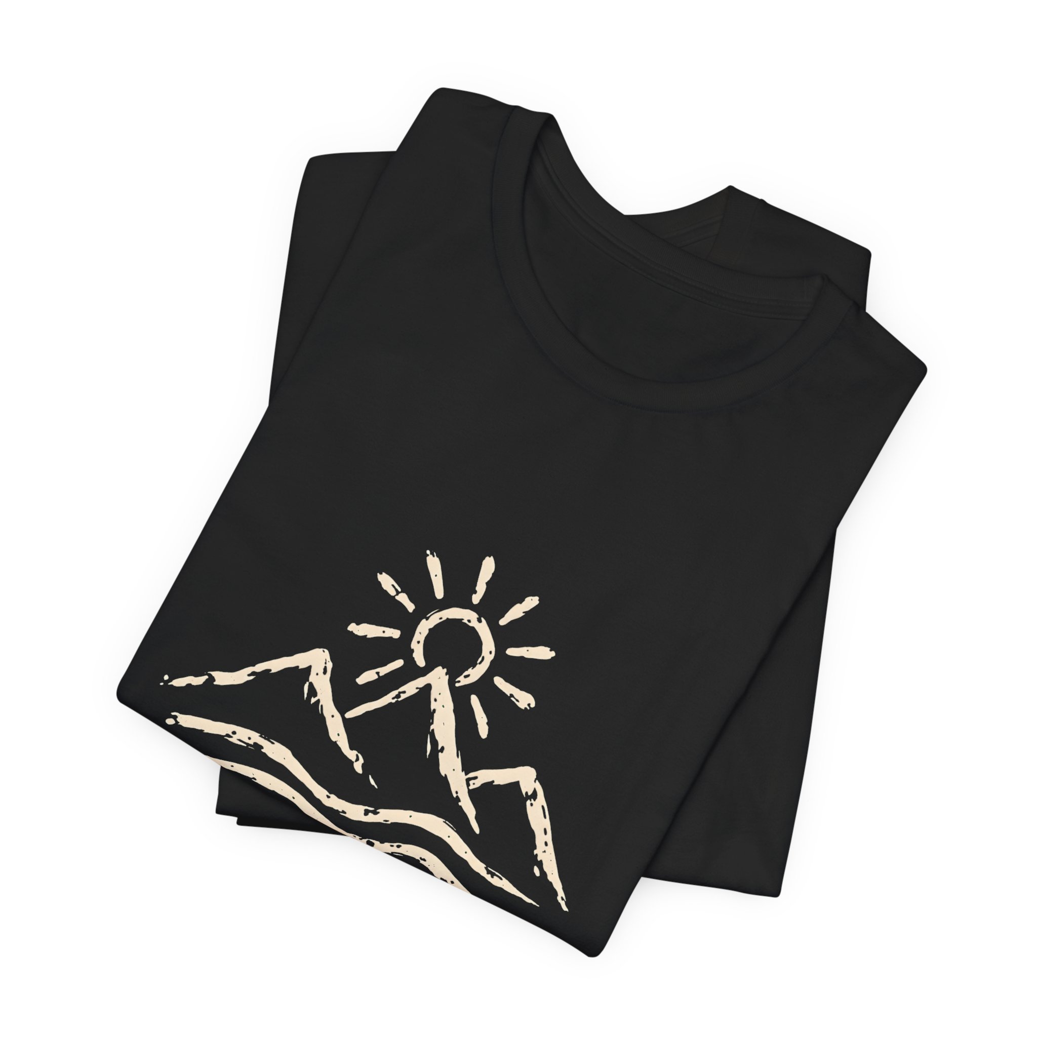 Minimal Mountain and Sun Line Art T-Shirt | Bella+Canvas 3001 | MD6 - Image 3