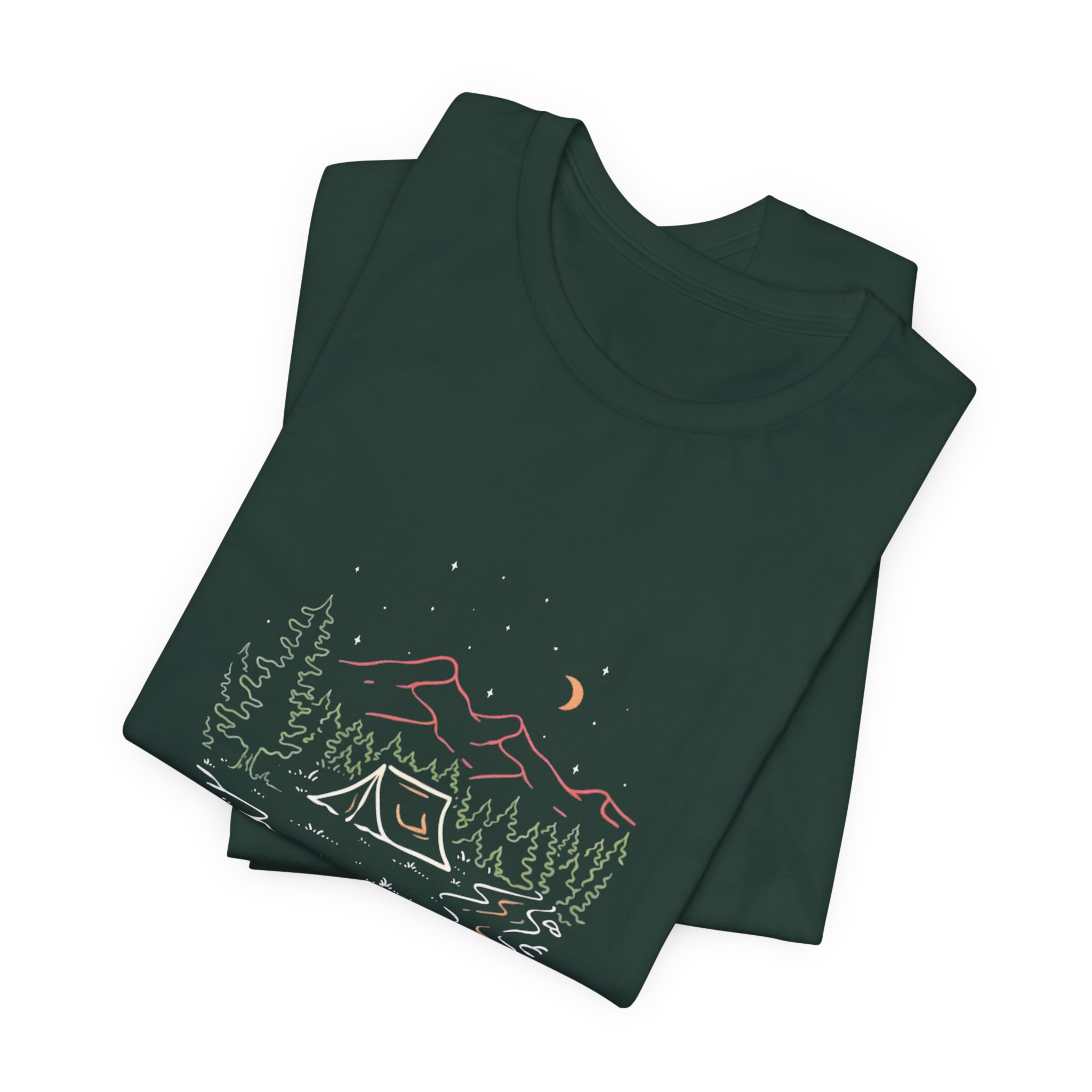 Mountain Campsite Night Sky Graphic T-Shirt | Bella+Canvas 3001 | MD14 - Image 7
