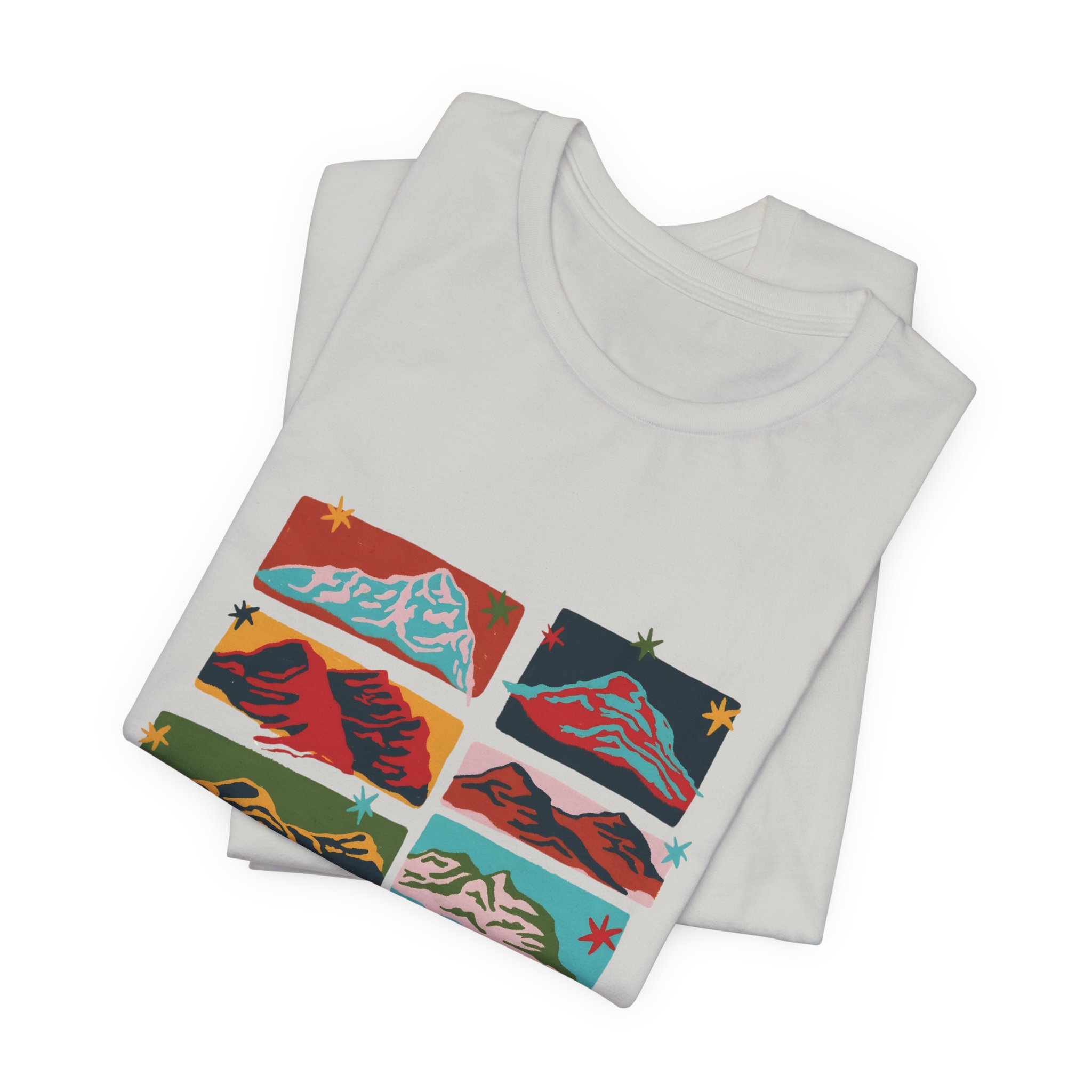 Colorful Mountain Landscape Collage T-Shirt | Bella+Canvas 3001 | MD12 - Image 19