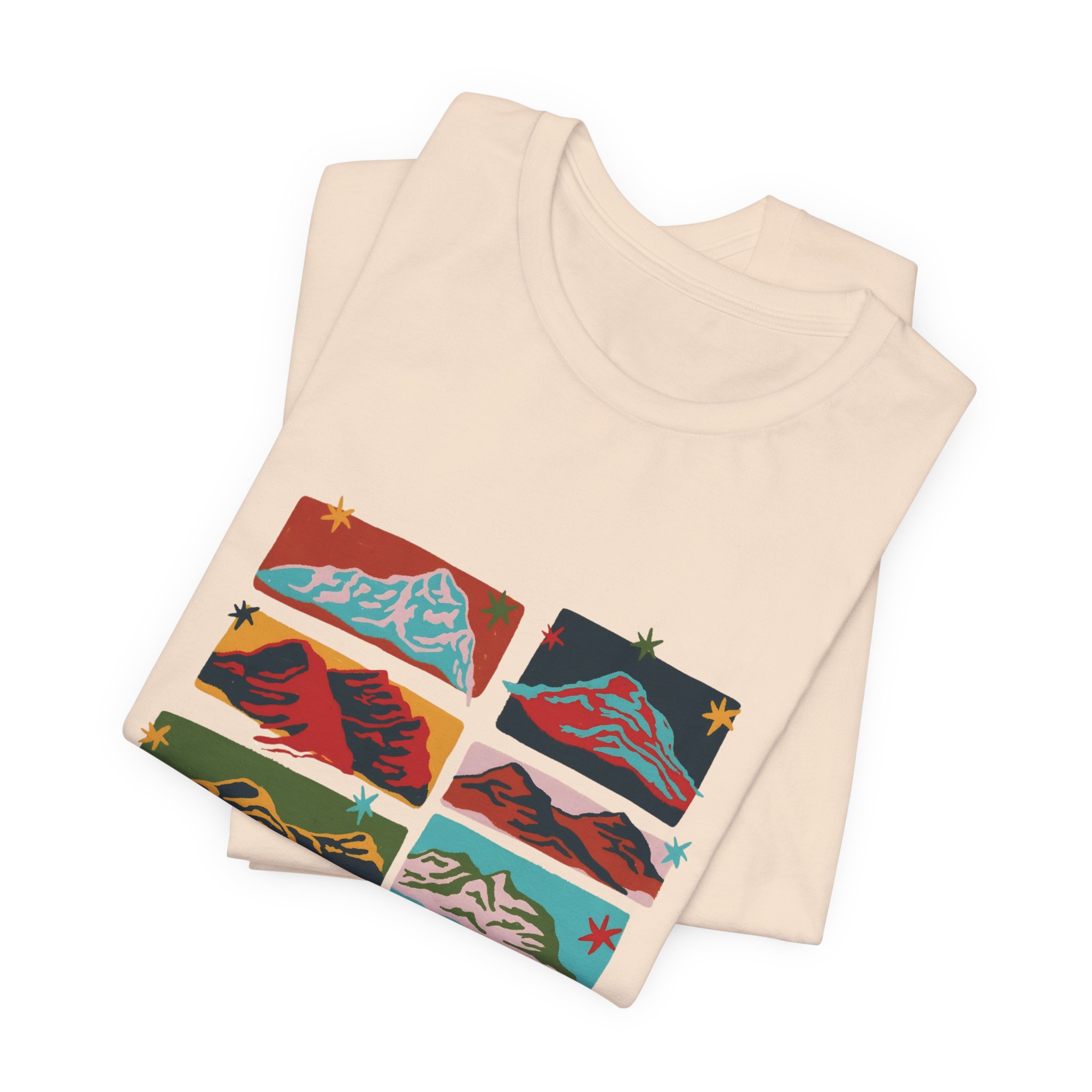 Colorful Mountain Landscape Collage T-Shirt | Bella+Canvas 3001 | MD12 - Image 15