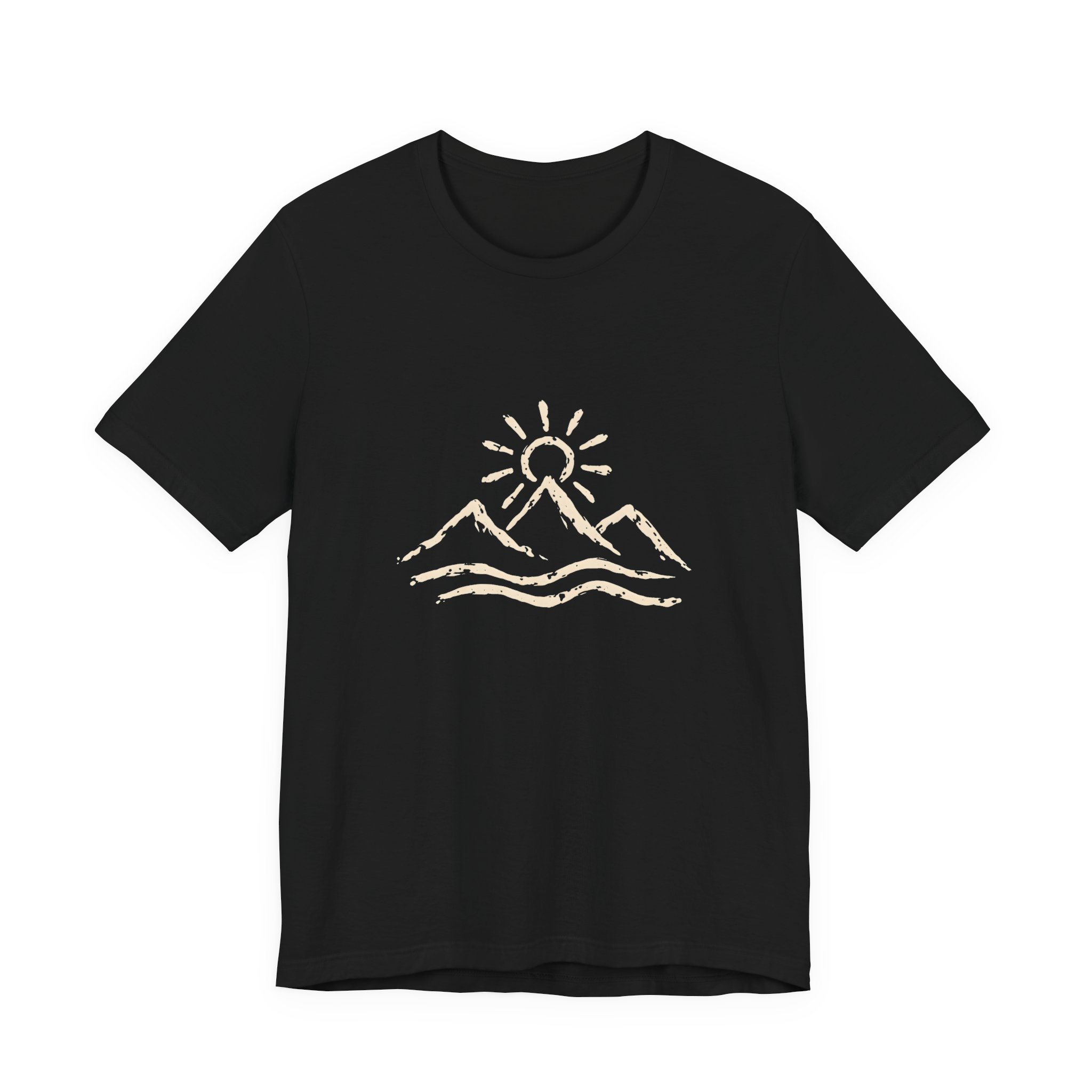 Minimal Mountain and Sun Line Art T-Shirt | Bella+Canvas 3001 | MD6