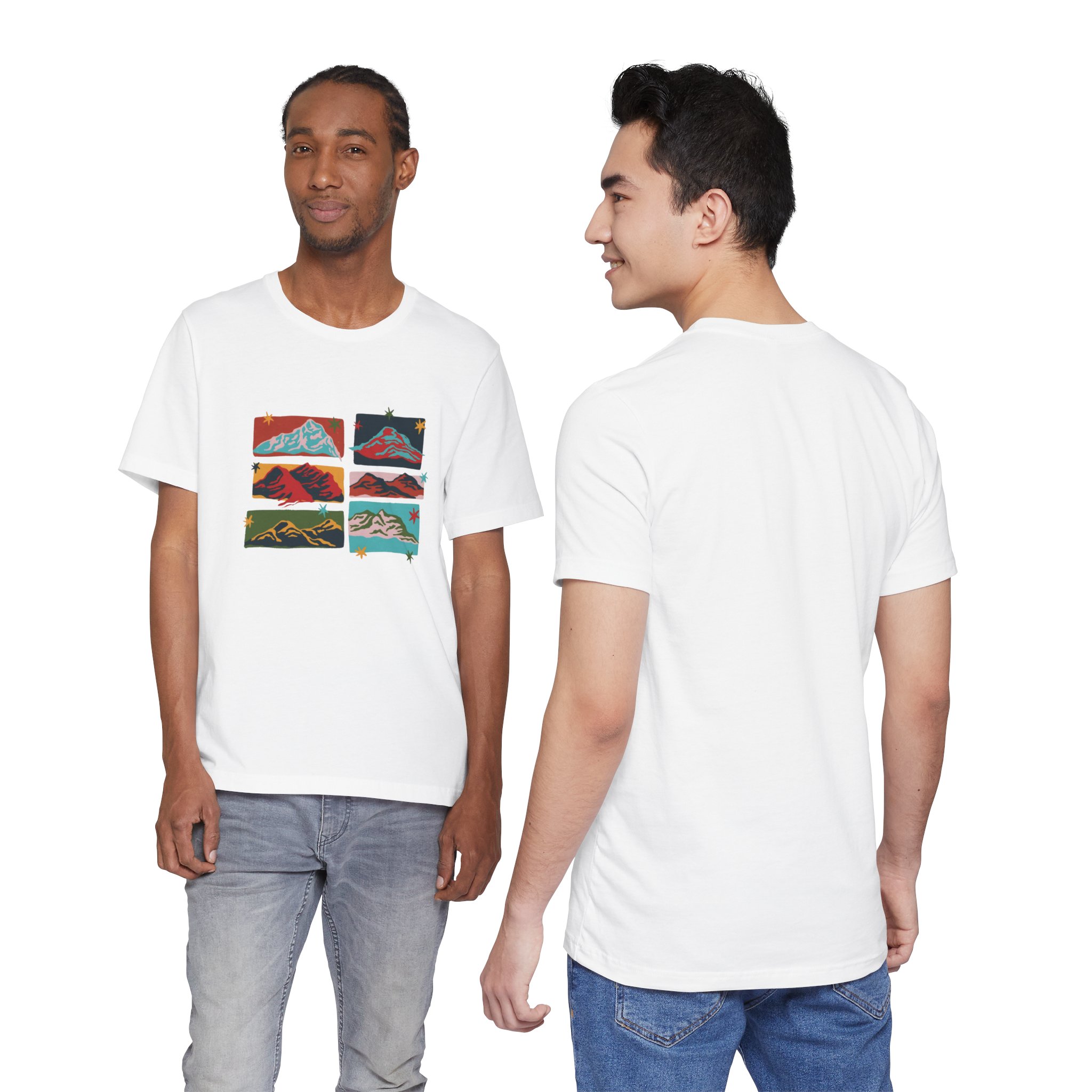 Colorful Mountain Landscape Collage T-Shirt | Bella+Canvas 3001 | MD12 - Image 4