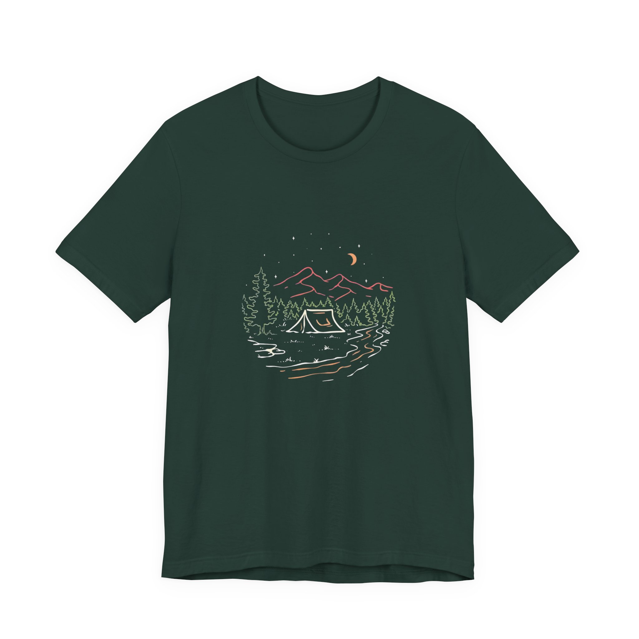 Mountain Campsite Night Sky Graphic T-Shirt | Bella+Canvas 3001 | MD14 - Image 5
