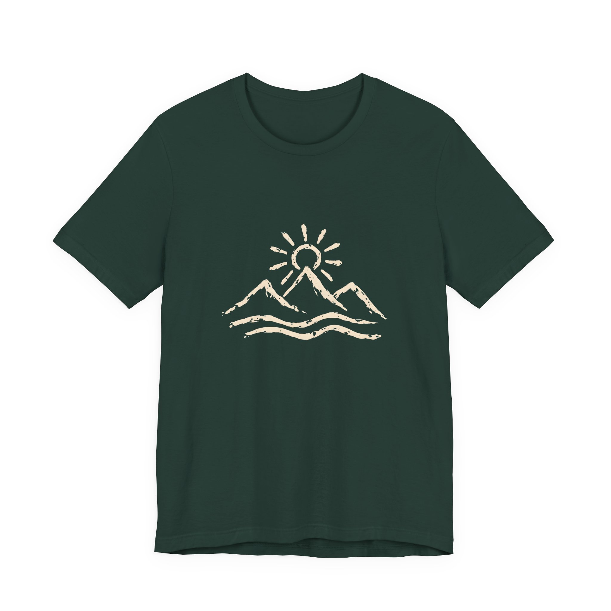 Minimal Mountain and Sun Line Art T-Shirt | Bella+Canvas 3001 | MD6 - Image 5