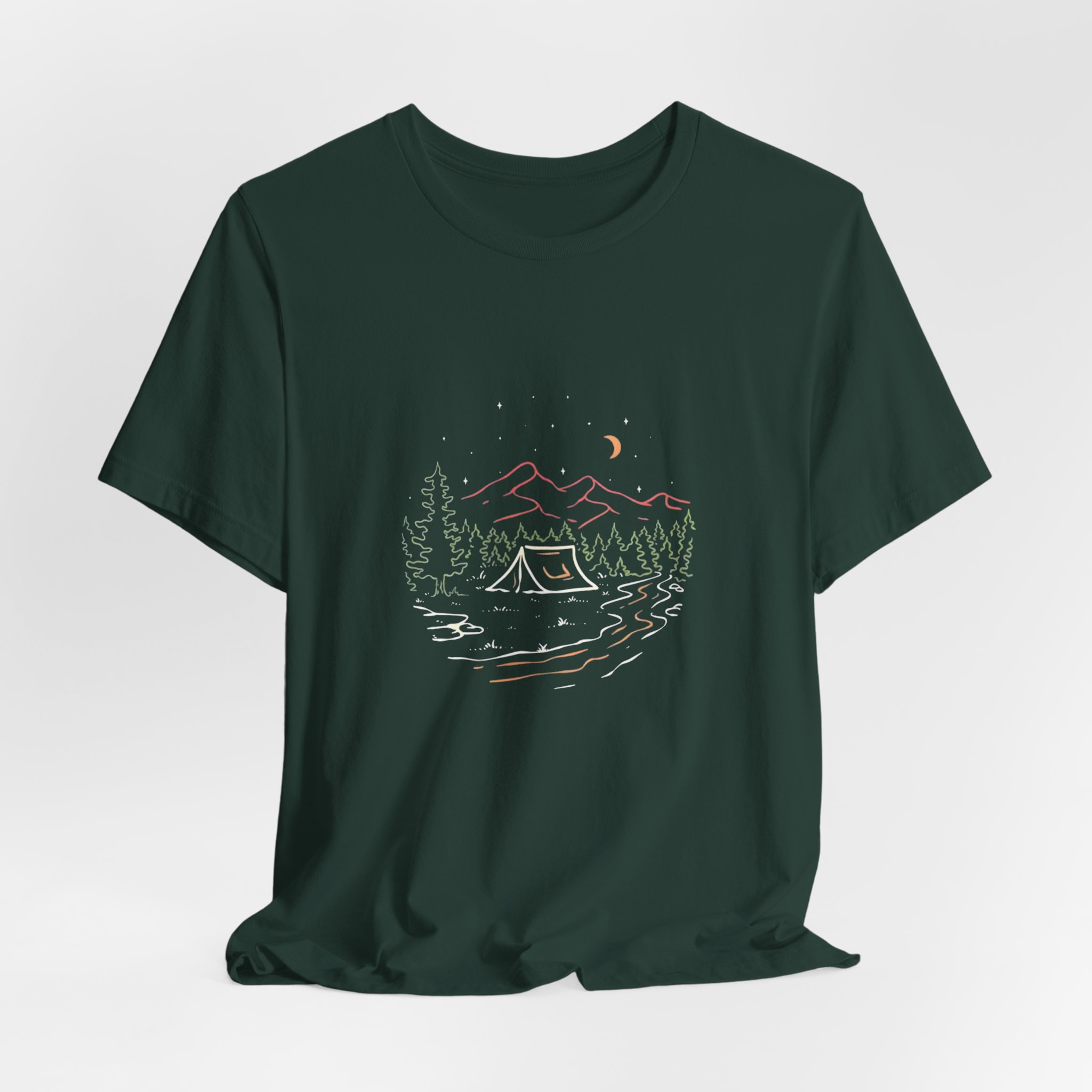 Mountain Campsite Night Sky Graphic T-Shirt | Bella+Canvas 3001 | MD14 - Image 8