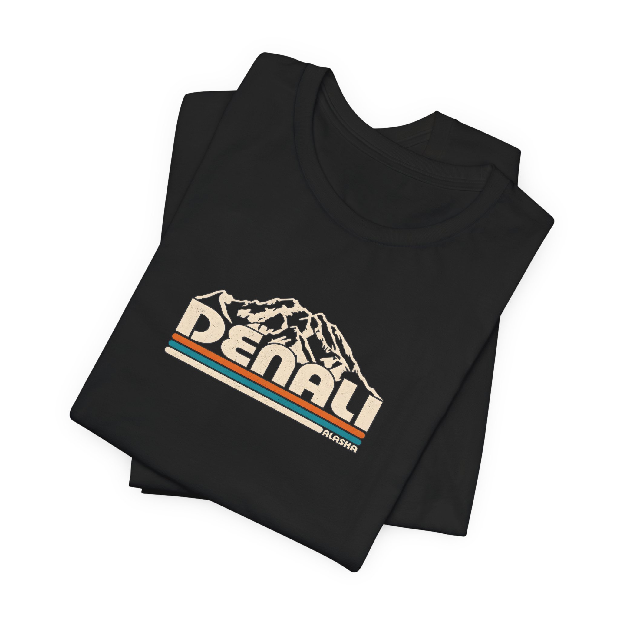 Denali Mountain Retro Stripe T-Shirt | Bella+Canvas 3001 | MD18 - Image 3