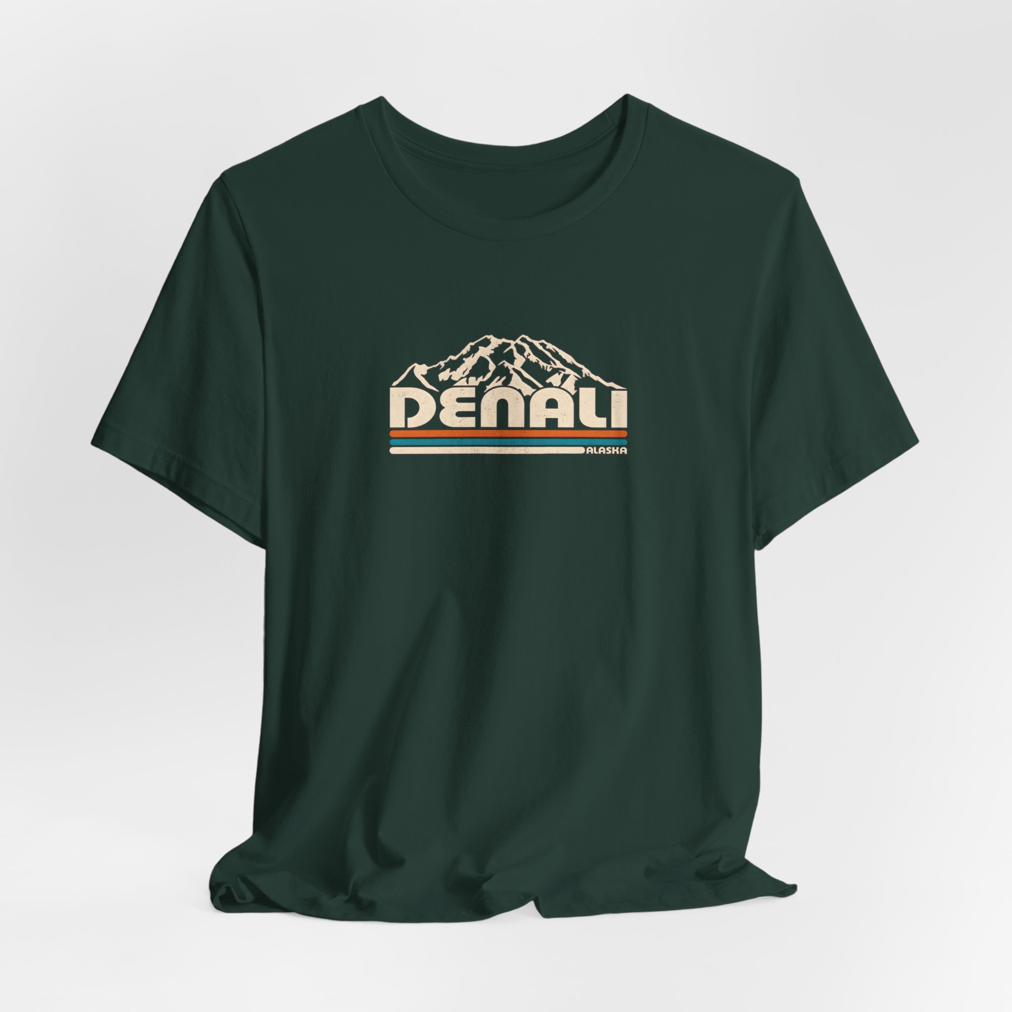 Denali Mountain Retro Stripe T-Shirt | Bella+Canvas 3001 | MD18 - Image 8
